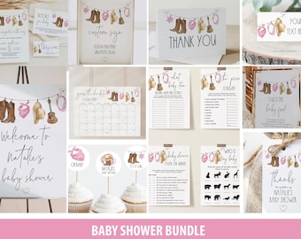 Western Girl Baby Shower Bundle | Cowgirl Rodeo Party Decor Package | EditableText Corjl #081