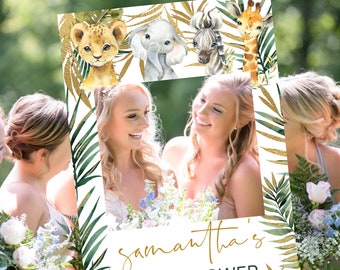 Safari Baby Shower Photo Booth Frame, Jungle Baby Shower, Edit with Corjl #023