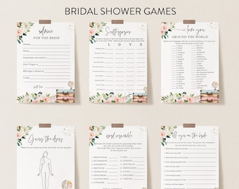Travel Bridal Shower Games Package, Traveling from Miss to Mrs, Personalize Name and Questions, Editable Games with Corjl #0087