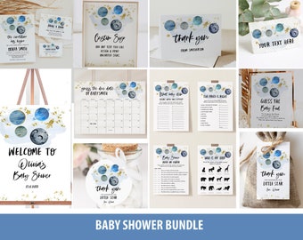 Space Boy Baby Shower Bundle | Outer Space Planets Decor Package | Editable Text Corjl #77