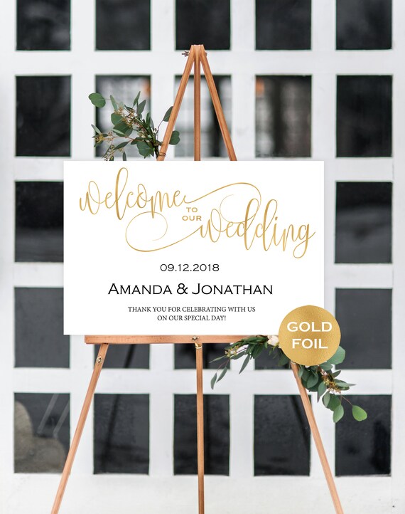 Gold Welcome To Our Wedding Sign - Gold Foil Wedding Sign Template - Elegant Welcome - Gold Wedding Decor - Downloadable wedding #WDH304_30 Il_570xn