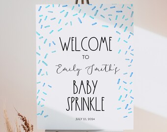 Blue Sprinkle Welcome Sign Template, Boy Baby Shower, Confetti Sprinkles Poster Sign, Edit Text with Corjl #69C