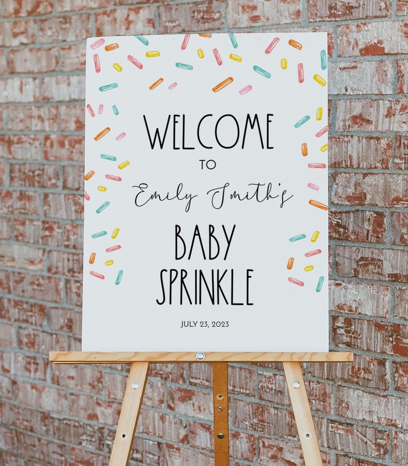 Sprinkle Welcome Sign Template, Confetti Sprinkles Poster Sign, Edit Text with Corjl 0078 image 2