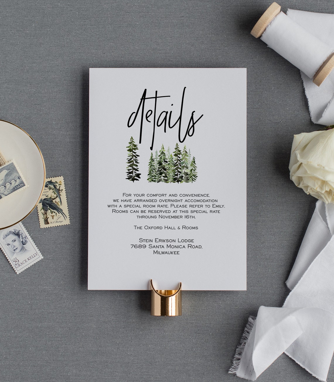 Pine Tree Wedding Invitation Template Set Pine Forest Wedding | Etsy