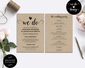 Wedding program template rustic | DIY Printable Program Wedding Template | Rustic Wedding Template | Wedding fan program PDF #WDH101_18