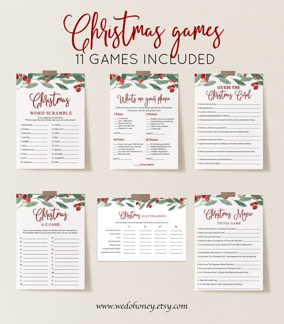Holiday Party Games Bundle, Christmas Game Package, Editable Template ...