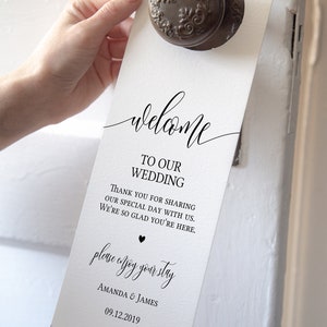 Door Hanger Wedding Sign Template, Double Sided Shhh Do Not Disturb & Welcome Door, Editable Text #0033_18