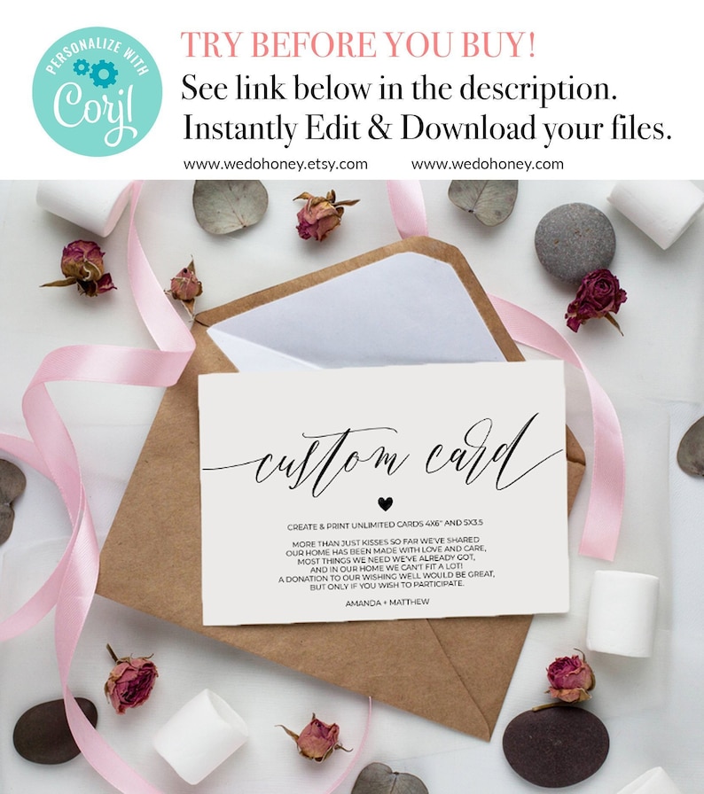 Personalized Cards Wedding, Bridesmaid Proposal Template, Fully Editable Text, Wishing Well Card Printable, 5x3.5 & 4x6'' 025 image 1