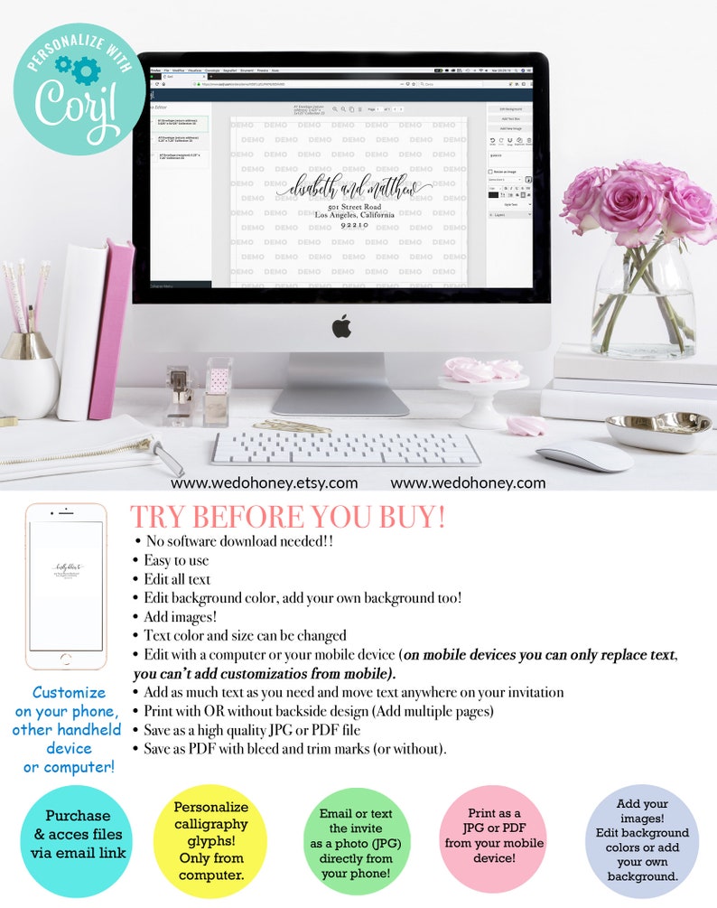 A1 and A7 #0033/_14 Instant Download Envelope Address Template Modern Calligraphy