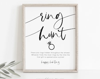 Ring Hunt Bridal Shower Game, Minimalist Ring Game Printable, Rustic Games, Instant Download 34B