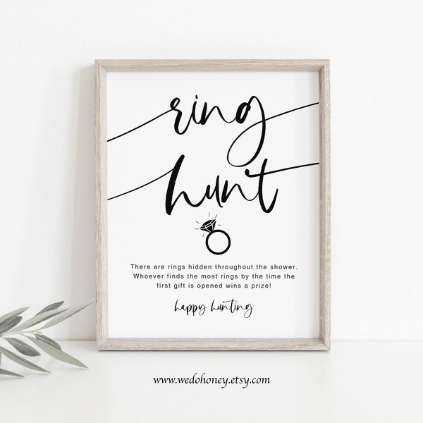 Ring Hunt Bridal Shower Game, Minimalist Ring Game Printable, Rustic Games, Instant Download 34B