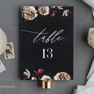 Números de mesa de boda imprimibles, florales cambiantes, flores reales, descarga instantánea de bricolaje, editable con Corjl WDH045 imagen 2