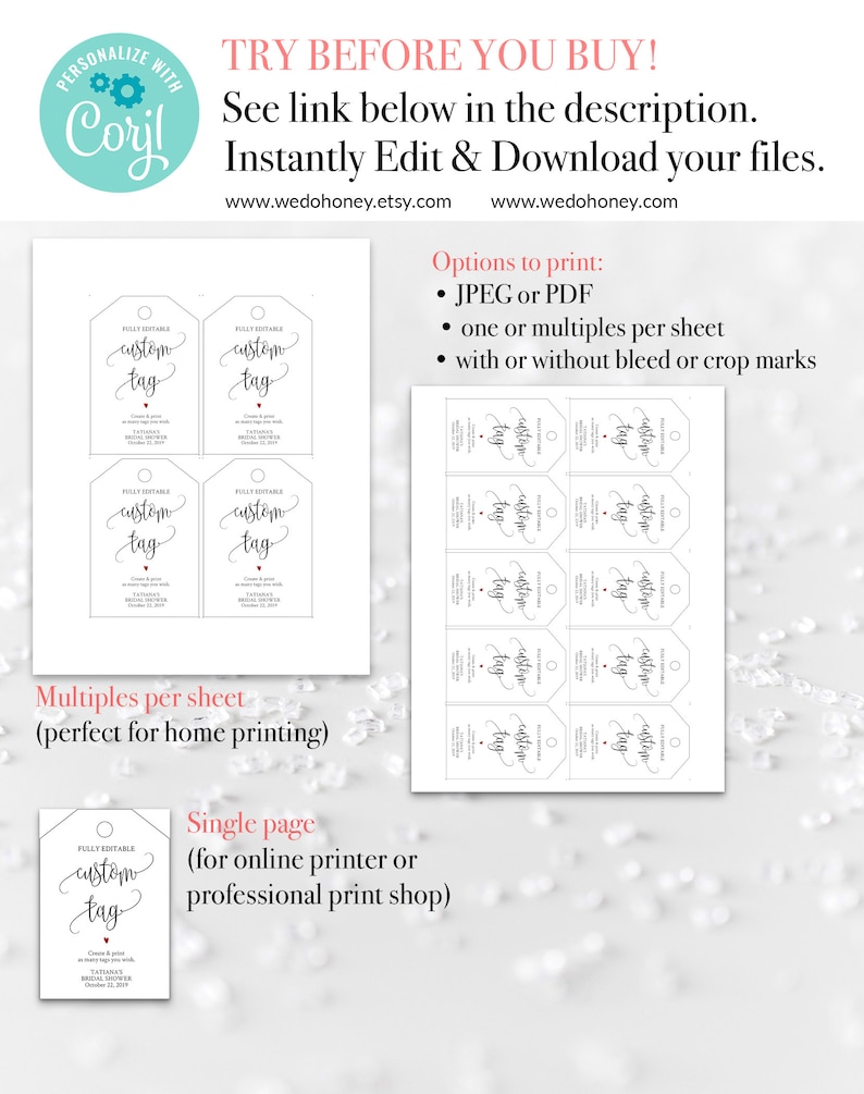 Editable Tags Instant Download, Calligraphy, Custom Tag WDH070 image 2