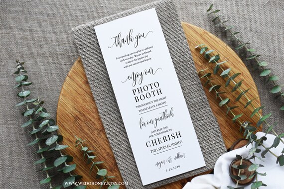 Photo Booth Insert Place Card Template, Add Photo, Editable Text, Instant Downlaod, 2x6'' and 4x6'' #0033_4 Il_570xn