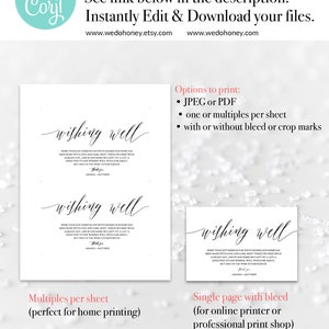 Personalized Cards Wedding, Bridesmaid Proposal Template, Fully Editable Text, Wishing Well Card Printable, 5x3.5 & 4x6'' 025 image 3