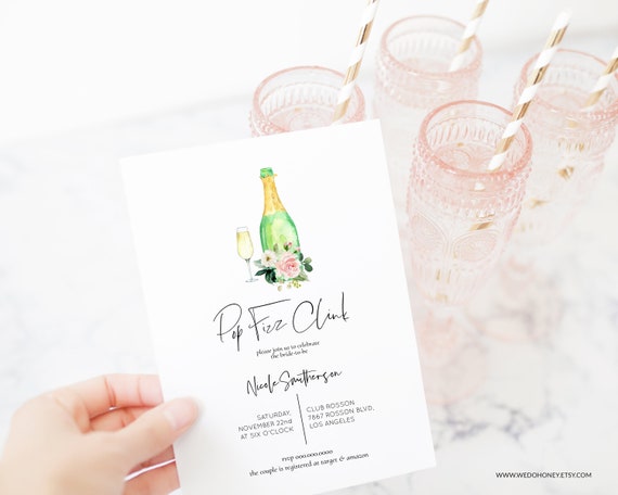 Pop Fizz Clink Bridal Shower Invitation, Instant Download, Editable Text with Corjl Il_570xn