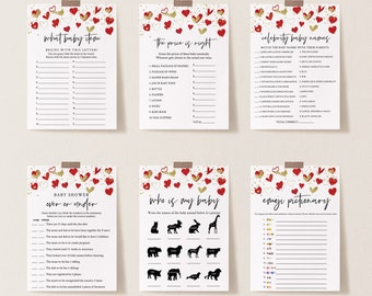 Sweetheart Baby Shower Games Bundle Valentine Love Heart Editable Printable Instant Download #02