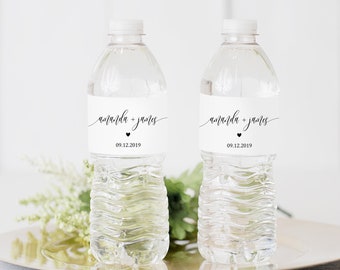 Water Bottle Label Template, Printable Custom Label, Fully  Editable, Wedding Favor Celebration, Instant Download #0033_24