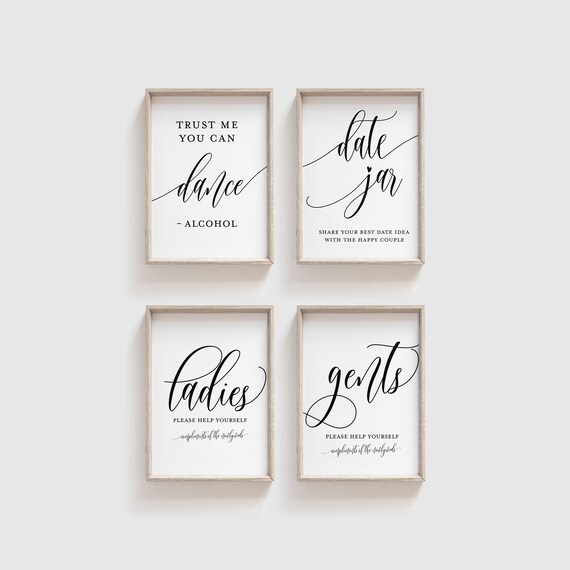 Bundle Wedding Signs Printable, Modern Calligraphy, Sign for Wedding Reception, Sizes 5x7'' and 8X10'' #0033_17 Il_570xn
