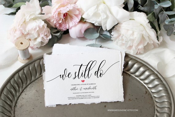 We Still Do Invite Digital, Vow Renewal Invitation Template, Editable Calligraphy, Downloadable Wedding #0033_20 Il_570xn