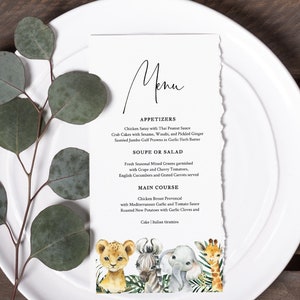 Safari Menu Baby Shower Template Editable Text With Corjl 023 Etsy