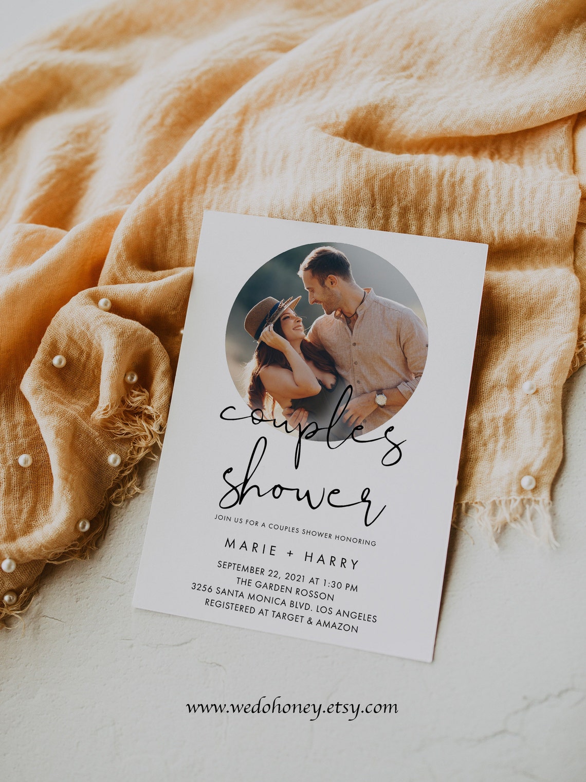 Photo Couples Shower Invitation Template Modern Minimalist image 1