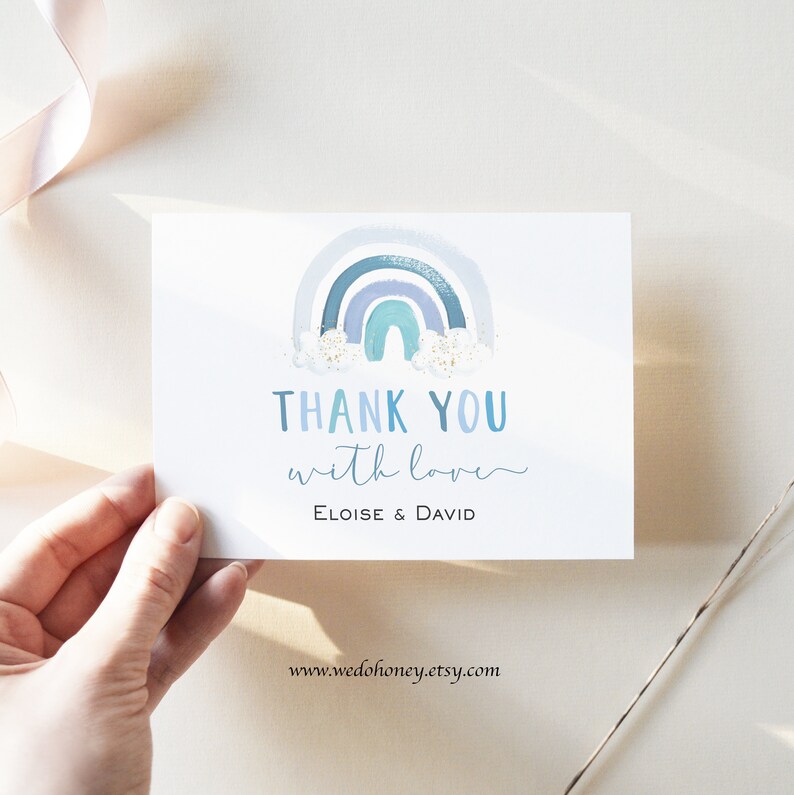 Blue Rainbow Baby Shower Shower Bundle Boy Rainbow Invitation Etsy