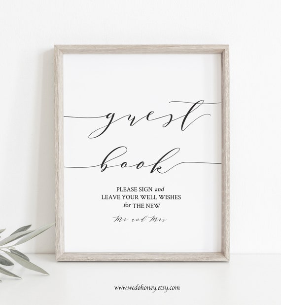 Guestbook Sign Template Modern Script Signs For Wedding