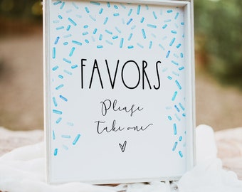 Blue Sprinkle Party Favors Sign Table Decor Confetti Sprinkle Boy Baby Shower Sign Template Corjl #69C