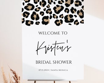 Leopard Print Welcome Bridal Shower Sign, Animal Print Sign Template, Cheetah Print, Instant Download Corjl #66F