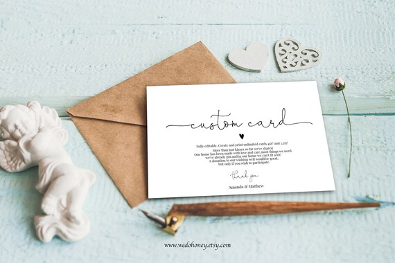 Custom Card Template, Modern Calligraphy Custom Cards, Wishing well card instant download, Personalized Bridesmaid Card Proposal #089 Il_570xn