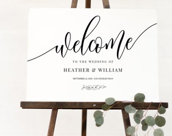 Modern Welcome Sign Template, Sign for Bridal Shower, Editable Text with Corjl, Calligraphy, Modern and Minimalist #0033