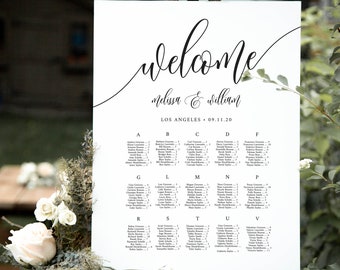 Welcome Seating Chart Poster Template, Editable Text, Instant Download, Sizes: 18x24'' 20x30'' and 24x36'' #0033_5