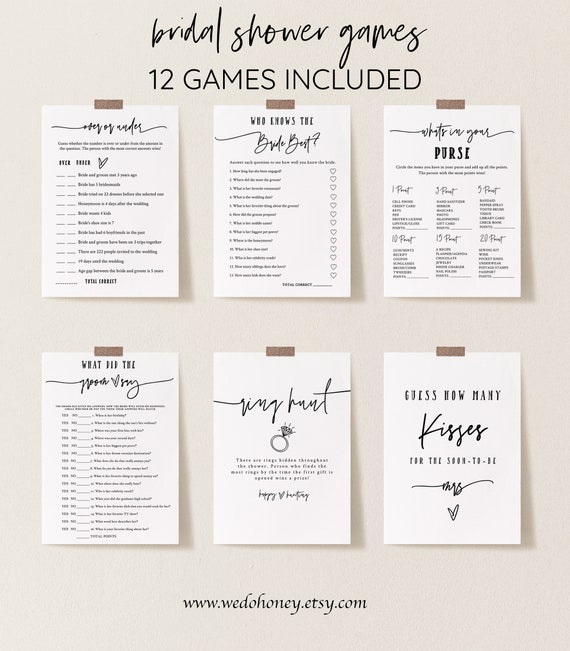 Modern Bridal Shower Games Bundle Personalize Name And Etsy