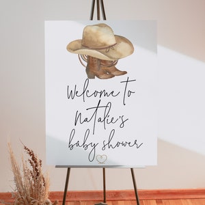 Western Welcome Baby Shower Sign, Cowboy Themed, Editable Text with Corjl #32