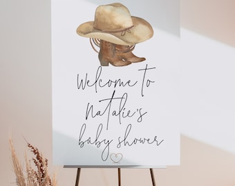 Western Welcome Baby Shower Sign, Cowboy Themed, Editable Text with Corjl #32