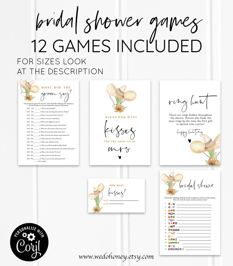 Fiesta Bridal Shower Games Package Sombrero Mexican Etsy