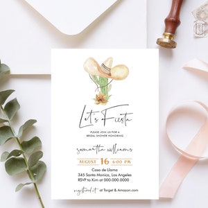 Let's Fiesta Bridal Shower Invitation Template, Mexican Printable, Editable Text with Corjl 09 image 2