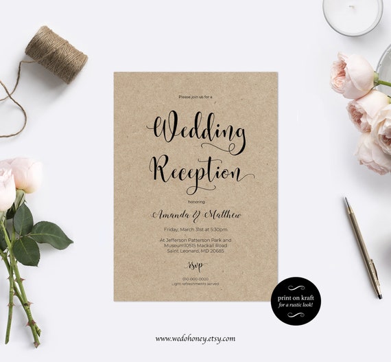 Simple Wedding Reception Invitation Fully Editable Modern Etsy