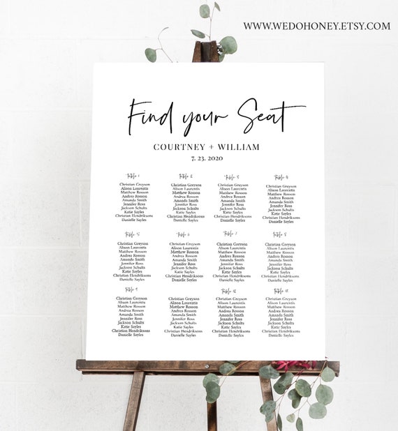 Etsy Wedding Seating Chart