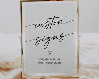 Modern Custom Sign Template, Minimal Wedding Signs, Unlimited Custom Signs,  Corjl #03066