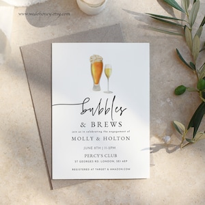 Bubbles and Brews Couple Shower Invitation Template, Editable Text with Corjl #66