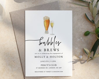 Bubbles and Brews Couple Shower Invitation Template, Editable Text with Corjl #66