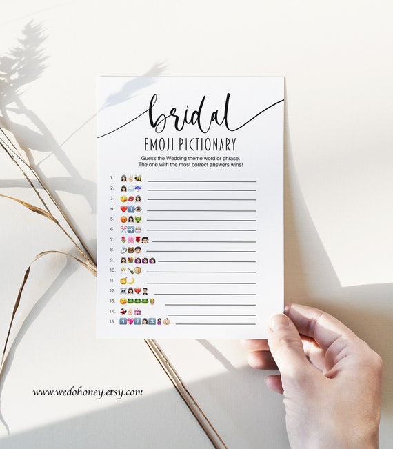 Bridal Shower Emoji Pictionary, Minimalist Bridal Party Games, Hens Party Games, Instant Download Il_570xn