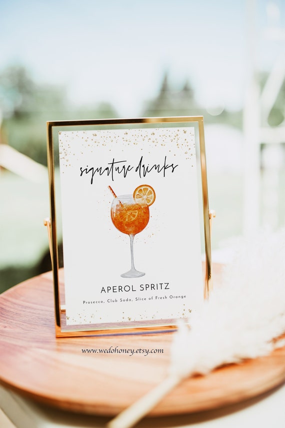 Signature Cocktail Drinks, Aperol Spritz Signature Drink, Editable Text  With Corjl 41 