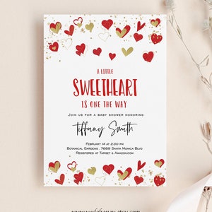 Editable Valentine Baby Shower Invitation Printable Sweetheart Bundle Diaper Raffle and Books, Sweetheart Baby Shower Set 02 image 2