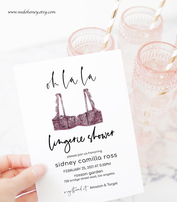 Lingerie Shower Invitation Download, Bra Panty Party, Bachelorette Party Invite, Editable Text with Corjl Il_570xn