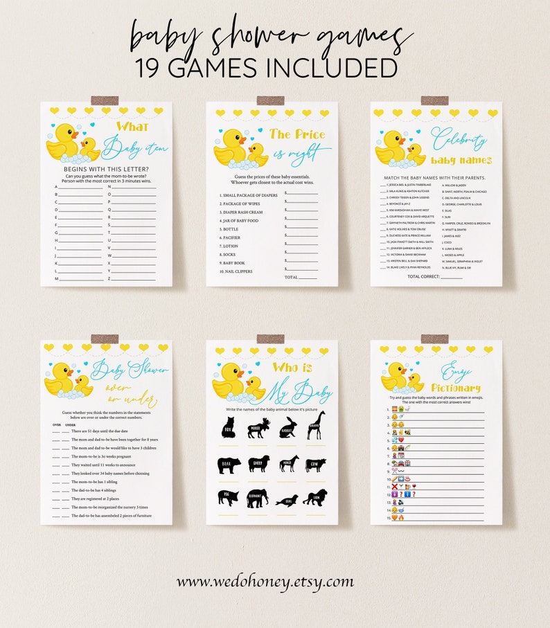 Rubber Ducky Baby Shower Games Printable Editable Baby Games - Etsy