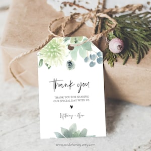 Succulent Thank You Tag, Floral Botanical, Instant Download, Edit on Corjl #012_14