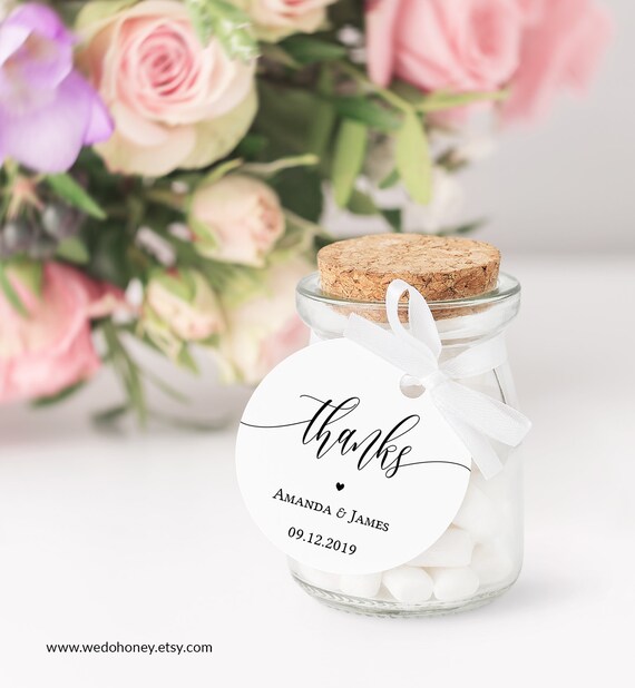 Wedding Thank You Tags, Circle Labels, Wedding Favor Tags, Fully Editable, Instant Download #0033_11 Il_570xn